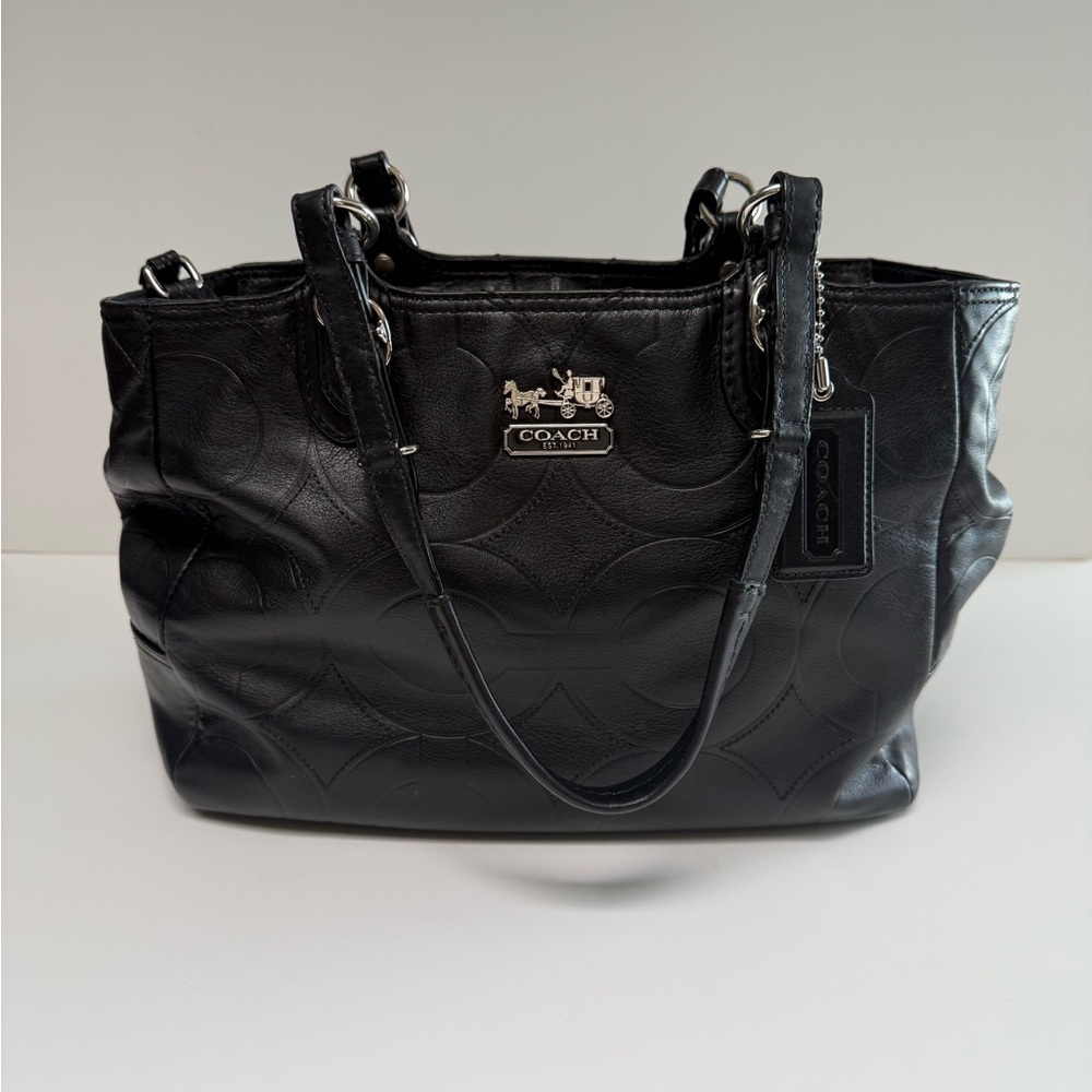 Coach Black Mia Embossed C Leather Tote 15731
